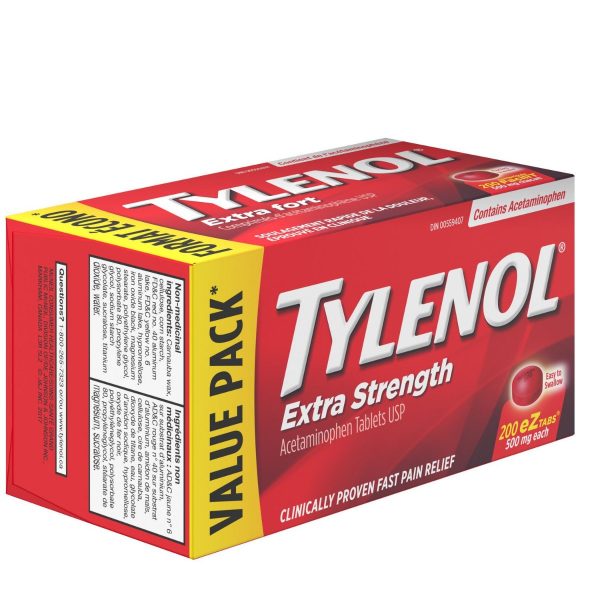 Tylenol Extra Strength Pain Relief Acetaminophen 500mg EZTabs x 200 tablets-162