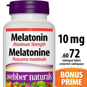 Webber Naturals® Melatonin Maximum Strength Quick Dissolve, 10 mg 72 sublingual tablets, BONUS! 20% More-0