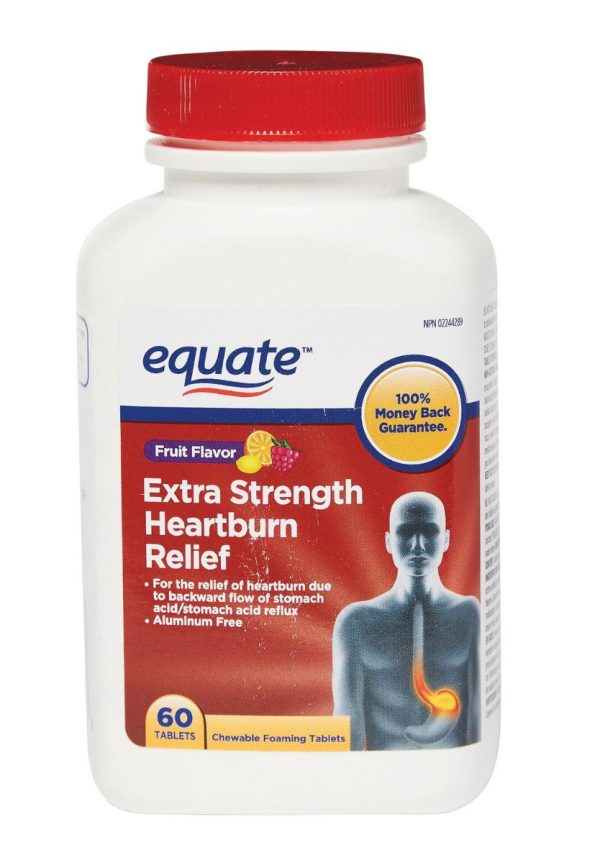 Equate Fruit Flavour Extra Strength Heartburn Relief 60 Tablets-0