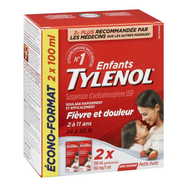 Tylenol Children's Medicine for Fever & Pain, Dye-Free Berry Liquid, Value Pack-0
