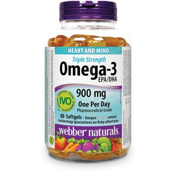 Webber Naturals® Triple Strength Omega-3, 900 mg| 80 Clear Enteric Softgels-453