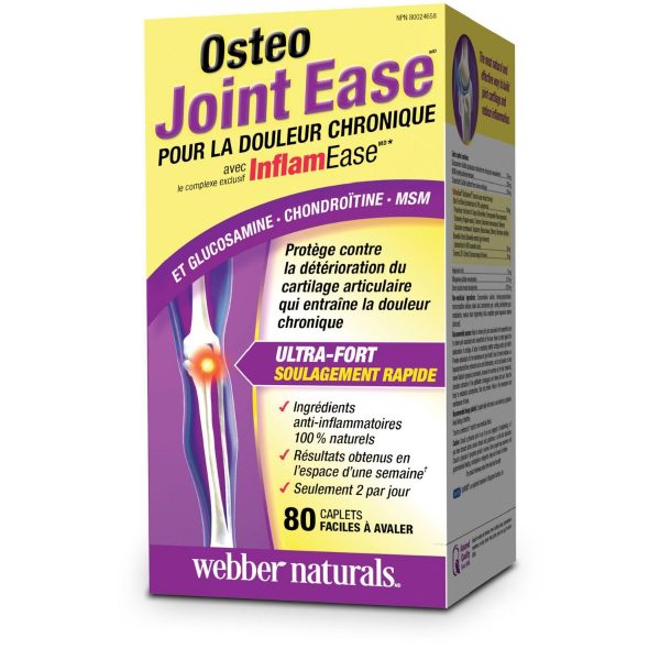 Webber Naturals® Osteo Joint Ease™ with InflamEase™ and Glucosamine Chondroitin MSM| 80 Easy Swallow caplets-404