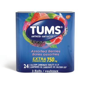 Tums Extra Strength Antacid for Heartburn Relief| 3 x 8 (24) Tablets Assorted Berries-0