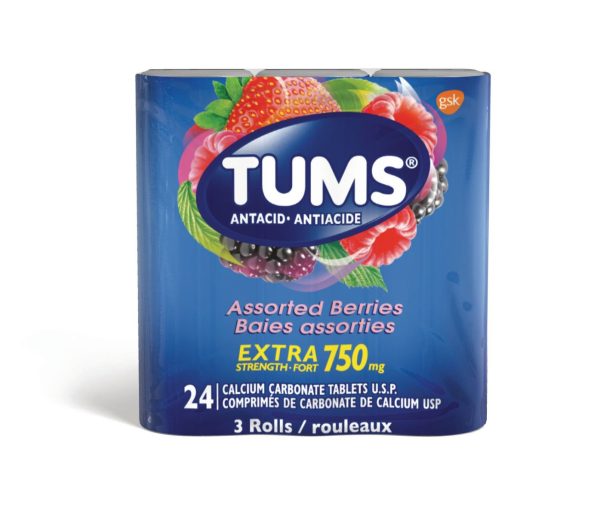 Tums Extra Strength Antacid for Heartburn Relief| 3 x 8 (24) Tablets Assorted Berries-0