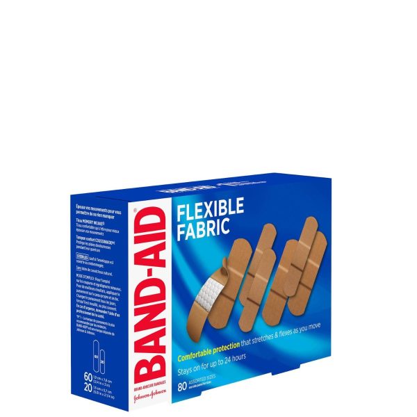 Band-Aid Flexible Fabric Adhesive Bandages, Family Pack| 80 Count, Assorted Sizes-373