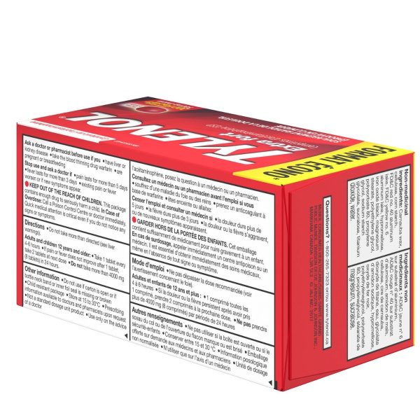Tylenol Extra Strength Pain Relief Acetaminophen 500mg EZTabs x 200 tablets-165