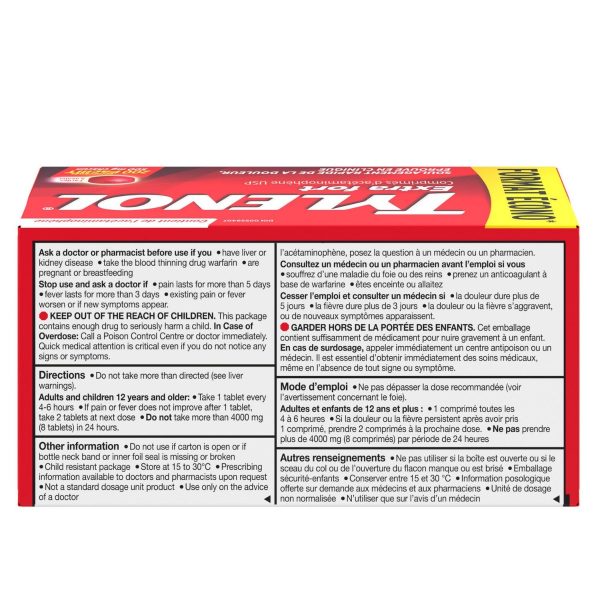 Tylenol Extra Strength Pain Relief Acetaminophen 500mg EZTabs x 200 tablets-166