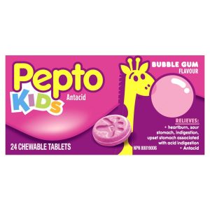 Pepto Kid's Bubblegum Flavor Chewable Tablets for Heartburn, Acid Indigestion, Sour Stomach, and Upset Stomach-0