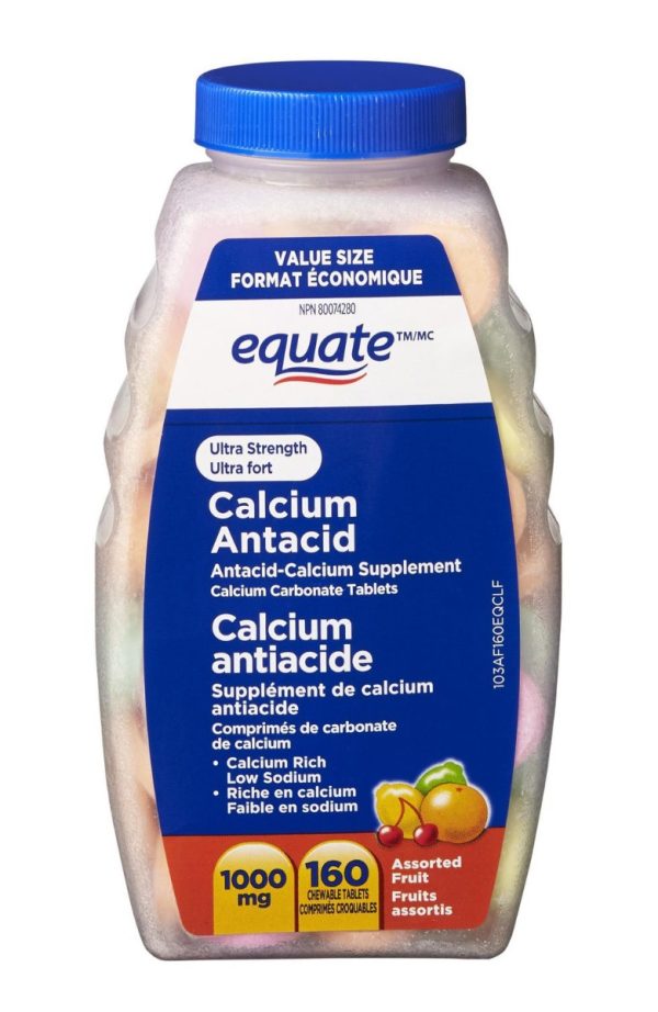 Equate Ultra Strength Calcium Antacid, Assorted Fruit 1000mg| 160 chewable tablets-0