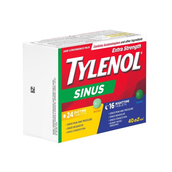 TYLENOL® Sinus Extra Strength eZ Tabs, Relieves Sinus congestion & other Sinus symptoms, Daytime & Nighttime, Convenience Pack, 40ct-209