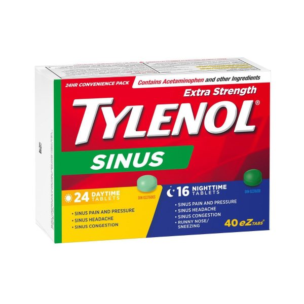 TYLENOL® Sinus Extra Strength eZ Tabs, Relieves Sinus congestion & other Sinus symptoms, Daytime & Nighttime, Convenience Pack, 40ct-208