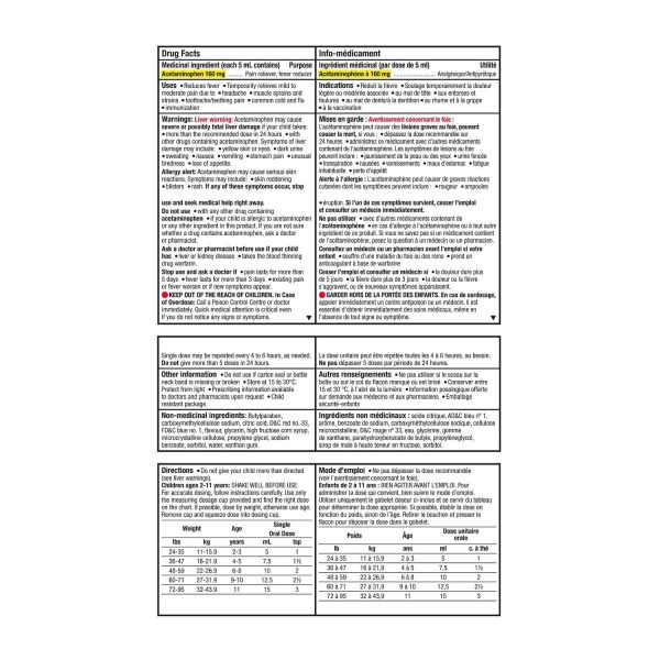 Tylenol Children's Medicine, Relief of fever & pain ages 2-11, Grape Suspension liquid, Acetaminophen 160mg/5mL, 100mL-102