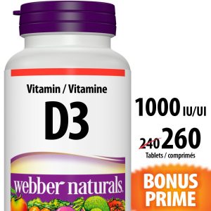 Webber Naturals® Vitamin D3 1000 IU Tablets x 260 Tablets-0