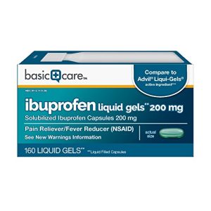 Basic Care Ibuprofen Liquid Gels 200 mg Pain Reliever/Fever Reducer (Liquid Filled Capsules) 160 Count-0
