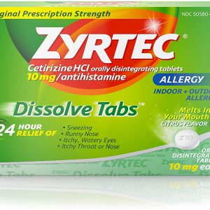 Zyrtec Allergy Relief Dissolve Tablets With Cetirizine Hcl Antihistamine, Citrus Flavored, 24 Count-0